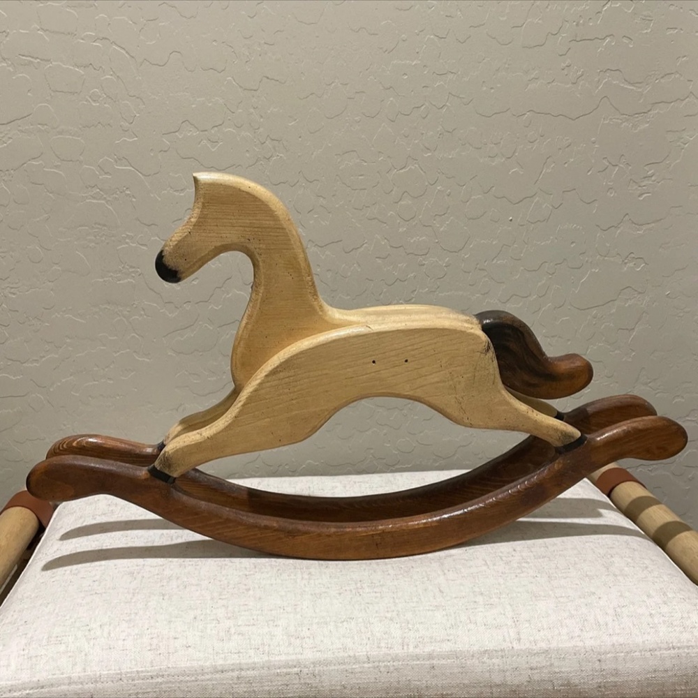 Boho Vintage Small Wooden Rocking Horse - Picture 6 of 8